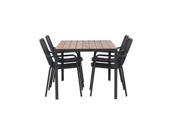 Break Matgrupp Utomhus 150 cm + 4 st Peking Karmstolar - Svart/Brun - Utemöbler & utemiljö - Utegrupp - Matgrupp utomhus