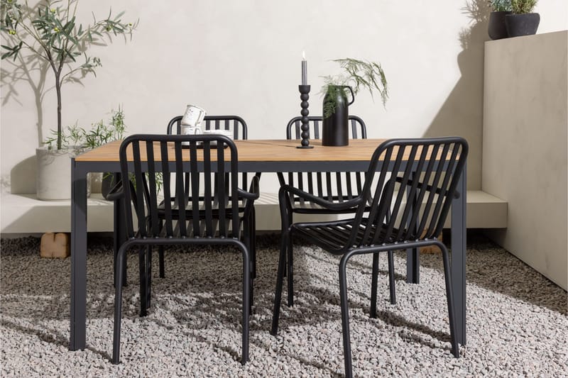 Break Matgrupp Utomhus 150 cm + 4 st Peking Karmstolar - Svart/Brun - Utemöbler & utemiljö - Utegrupp - Matgrupp utomhus