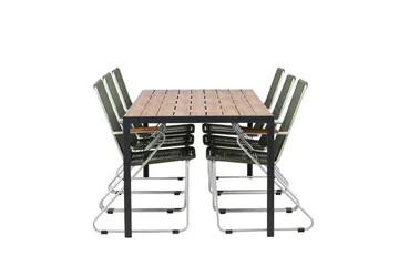 Break Matgrupp Utomhus 205 cm + 6 st Bois Karmstolar - Grön/Brun - Utemöbler & utemiljö - Utegrupp - Matgrupp utomhus
