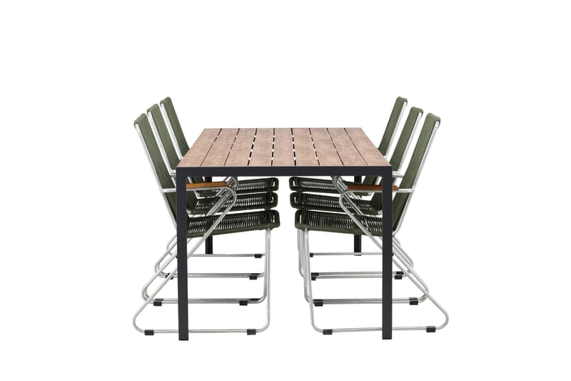 Break Matgrupp Utomhus 205 cm + 6 st Bois Karmstolar - Grön/Brun - Utemöbler & utemiljö - Utegrupp - Matgrupp utomhus