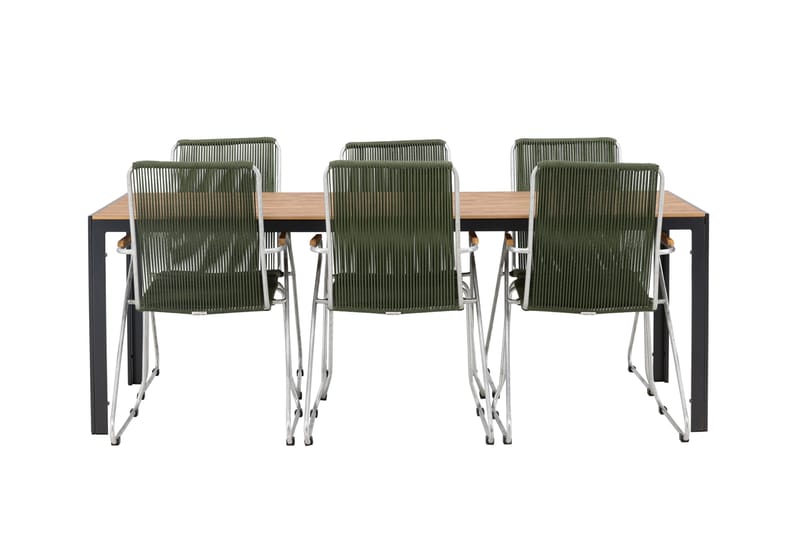 Break Matgrupp Utomhus 205 cm + 6 st Bois Karmstolar - Grön/Brun - Utemöbler & utemiljö - Utegrupp - Matgrupp utomhus