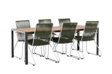 Break Matgrupp Utomhus 205 cm + 6 st Bois Karmstolar - Grön/Brun - Utemöbler & utemiljö - Utegrupp - Matgrupp utomhus