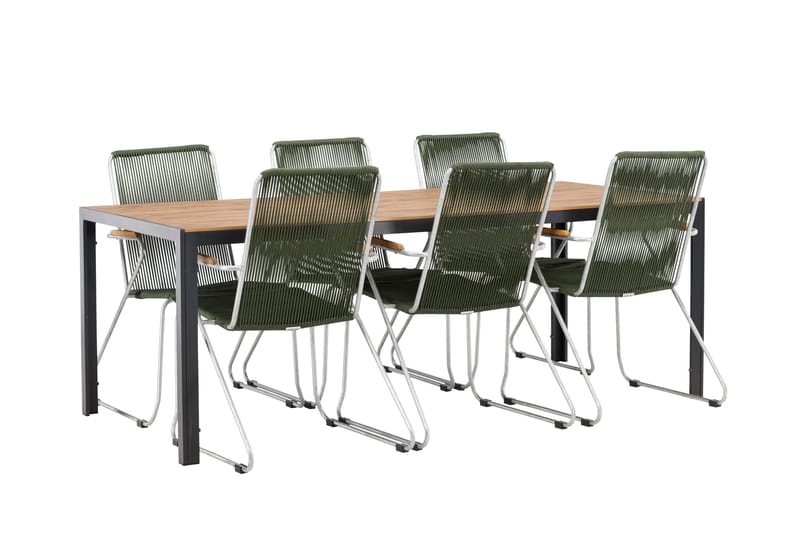 Break Matgrupp Utomhus 205 cm + 6 st Bois Karmstolar - Grön/Brun - Utemöbler & utemiljö - Utegrupp - Matgrupp utomhus