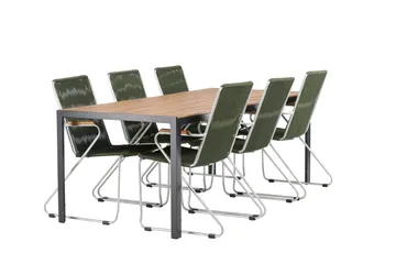 Break Matgrupp Utomhus 205 cm + 6 st Bois Karmstolar - Grön/Brun - Utemöbler & utemiljö - Utegrupp - Matgrupp utomhus