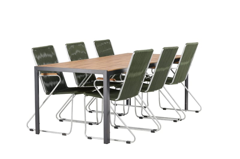 Break Matgrupp Utomhus 205 cm + 6 st Bois Karmstolar - Grön/Brun - Utemöbler & utemiljö - Utegrupp - Matgrupp utomhus