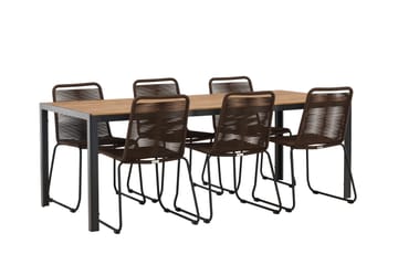 Break Matgrupp Utomhus 205 cm + 6 st Lindos Matstolar - Brun - Utemöbler & utemiljö - Utegrupp - Matgrupp utomhus