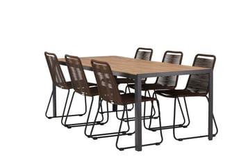 Break Matgrupp Utomhus 205 cm + 6 st Lindos Matstolar - Brun - Utemöbler & utemiljö - Utegrupp - Matgrupp utomhus