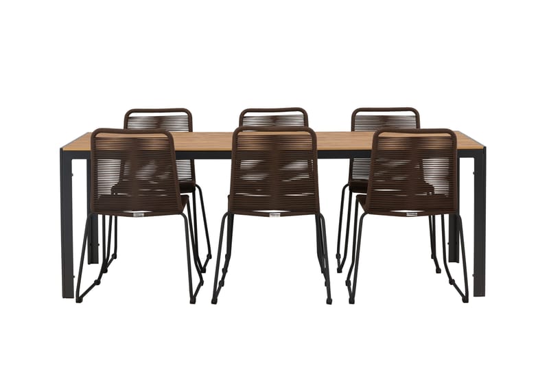 Break Matgrupp Utomhus 205 cm + 6 st Lindos Matstolar - Brun - Utemöbler & utemiljö - Utegrupp - Matgrupp utomhus