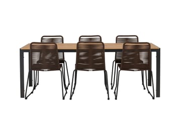 Break Matgrupp Utomhus 205 cm + 6 st Lindos Matstolar - Brun - Utemöbler & utemiljö - Utegrupp - Matgrupp utomhus