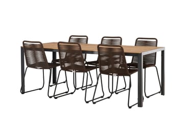 Break Matgrupp Utomhus 205 cm + 6 st Lindos Matstolar - Brun - Utemöbler & utemiljö - Utegrupp - Matgrupp utomhus