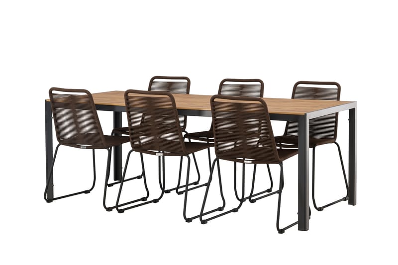 Break Matgrupp Utomhus 205 cm + 6 st Lindos Matstolar - Brun - Utemöbler & utemiljö - Utegrupp - Matgrupp utomhus