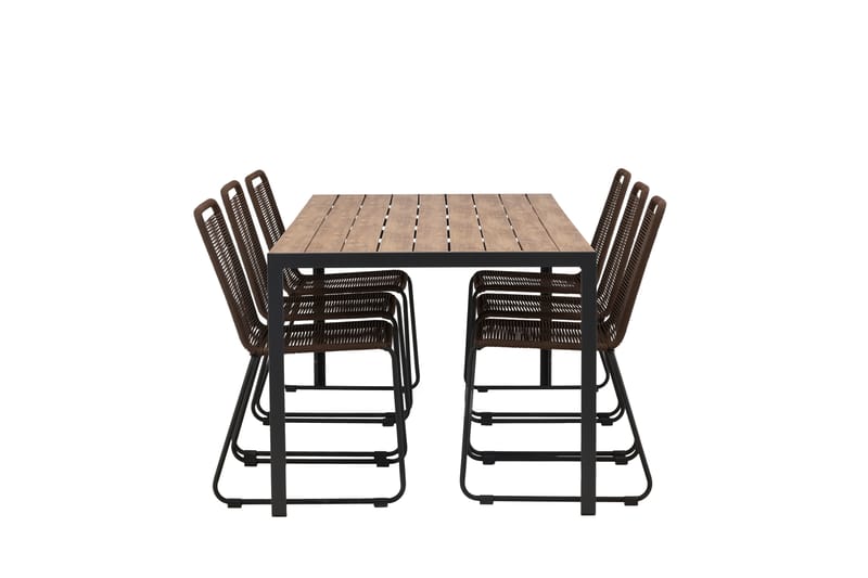 Break Matgrupp Utomhus 205 cm + 6 st Lindos Matstolar - Brun - Utemöbler & utemiljö - Utegrupp - Matgrupp utomhus