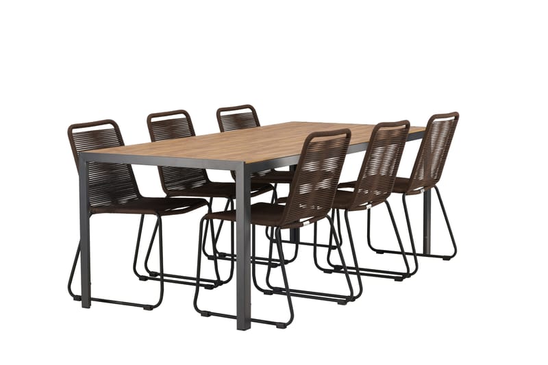 Break Matgrupp Utomhus 205 cm + 6 st Lindos Matstolar - Brun - Utemöbler & utemiljö - Utegrupp - Matgrupp utomhus