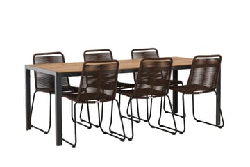 Break Matgrupp Utomhus 205 cm + 6 st Lindos Matstolar - Brun - Utemöbler & utemiljö - Utegrupp - Matgrupp utomhus