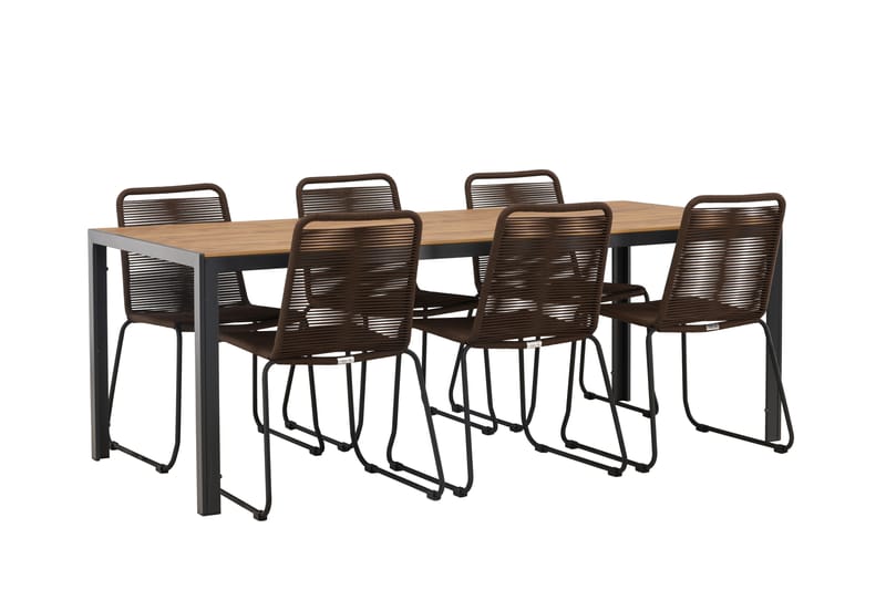 Break Matgrupp Utomhus 205 cm + 6 st Lindos Matstolar - Brun - Utemöbler & utemiljö - Utegrupp - Matgrupp utomhus