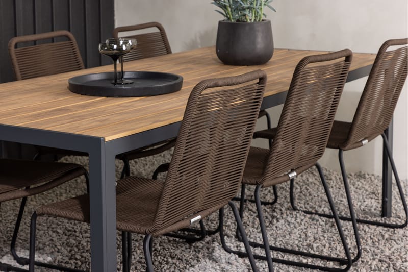 Break Matgrupp Utomhus 205 cm + 6 st Lindos Matstolar - Brun - Utemöbler & utemiljö - Utegrupp - Matgrupp utomhus