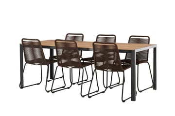 Break Matgrupp Utomhus 205 cm + 6 st Lindos Matstolar - Brun - Utemöbler & utemiljö - Utegrupp - Matgrupp utomhus