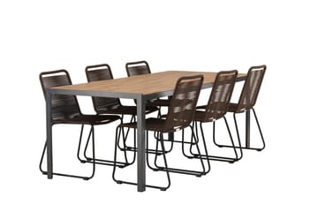 Break Matgrupp Utomhus 205 cm + 6 st Lindos Matstolar - Brun - Utemöbler & utemiljö - Utegrupp - Matgrupp utomhus