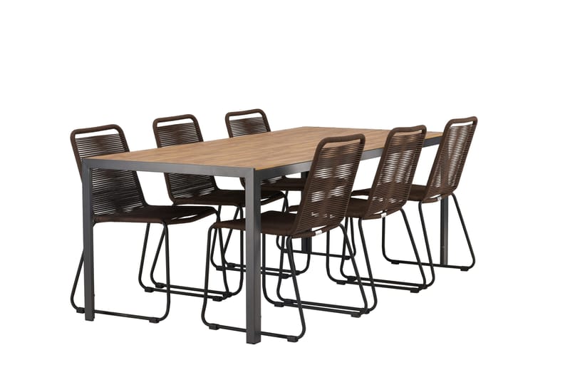 Break Matgrupp Utomhus 205 cm + 6 st Lindos Matstolar - Brun - Utemöbler & utemiljö - Utegrupp - Matgrupp utomhus
