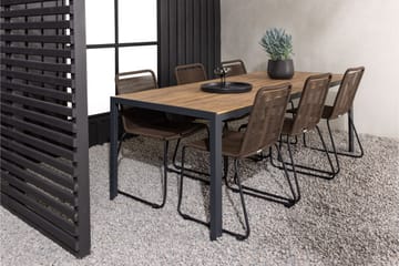 Break Matgrupp Utomhus 205 cm + 6 st Lindos Matstolar - Brun - Utemöbler & utemiljö - Utegrupp - Matgrupp utomhus