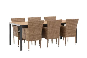 Break Matgrupp Utomhus 205 cm + 6 st Malina Karmstolar - Brun - Utemöbler & utemiljö - Utegrupp - Matgrupp utomhus