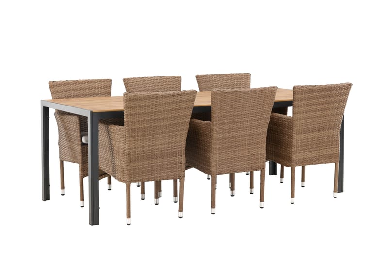 Break Matgrupp Utomhus 205 cm + 6 st Malina Karmstolar - Brun - Utemöbler & utemiljö - Utegrupp - Matgrupp utomhus