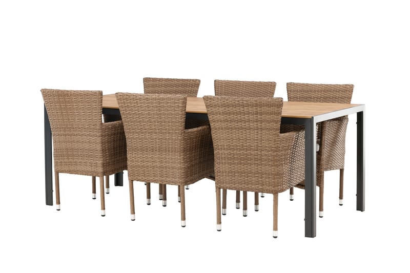 Break Matgrupp Utomhus 205 cm + 6 st Malina Karmstolar - Brun - Utemöbler & utemiljö - Utegrupp - Matgrupp utomhus