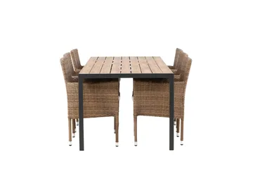 Break Matgrupp Utomhus 205 cm + 6 st Malina Karmstolar - Brun - Utemöbler & utemiljö - Utegrupp - Matgrupp utomhus