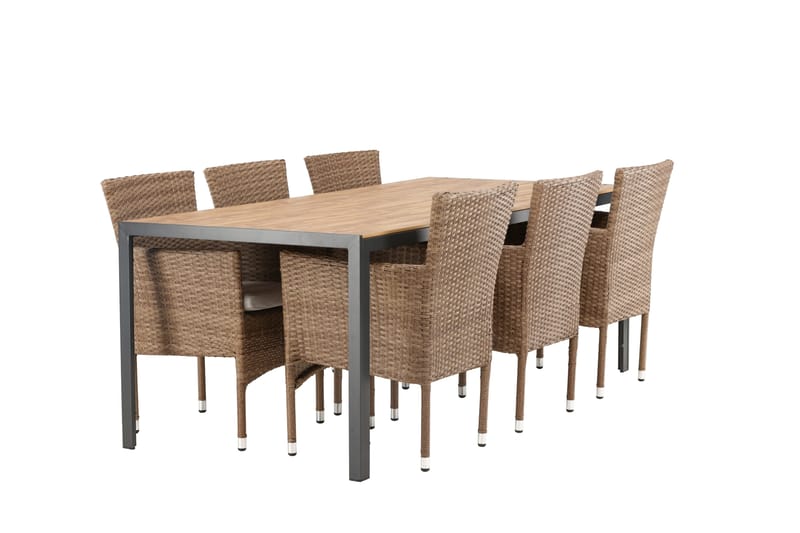 Break Matgrupp Utomhus 205 cm + 6 st Malina Karmstolar - Brun - Utemöbler & utemiljö - Utegrupp - Matgrupp utomhus