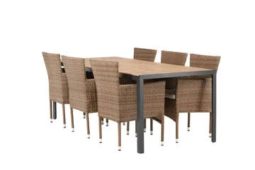 Break Matgrupp Utomhus 205 cm + 6 st Malina Karmstolar - Brun - Utemöbler & utemiljö - Utegrupp - Matgrupp utomhus