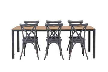Break Matgrupp Utomhus 205 cm + 6 st Tablas Matstolar - Brun/Mörkgrå - Utemöbler & utemiljö - Utegrupp - Matgrupp utomhus