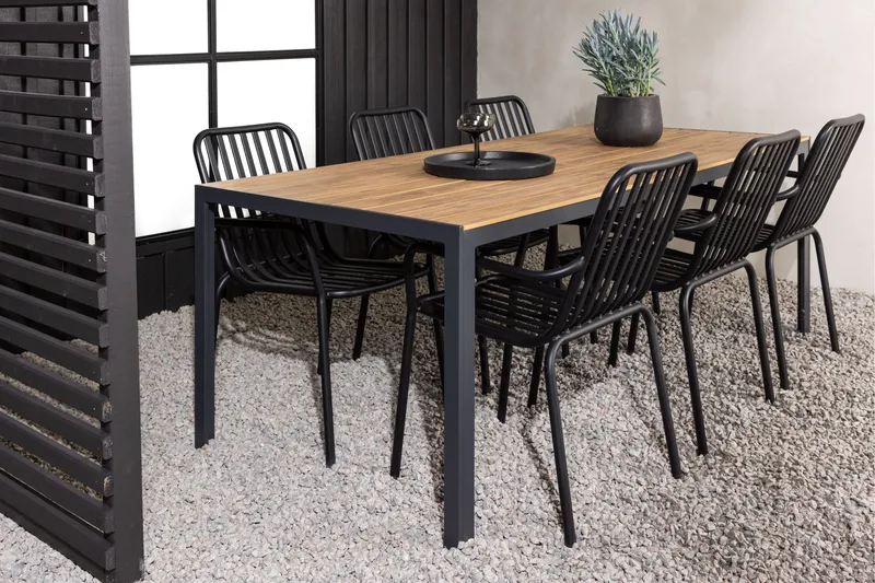 Break Matgrupp Utomhus 205 cm + 6 st Peking Karmstolar - Svart/Brun - Utemöbler & utemiljö - Utegrupp - Matgrupp utomhus