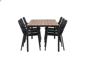 Break Matgrupp Utomhus 205 cm + 6 st Peking Karmstolar - Svart/Brun - Utemöbler & utemiljö - Utegrupp - Matgrupp utomhus