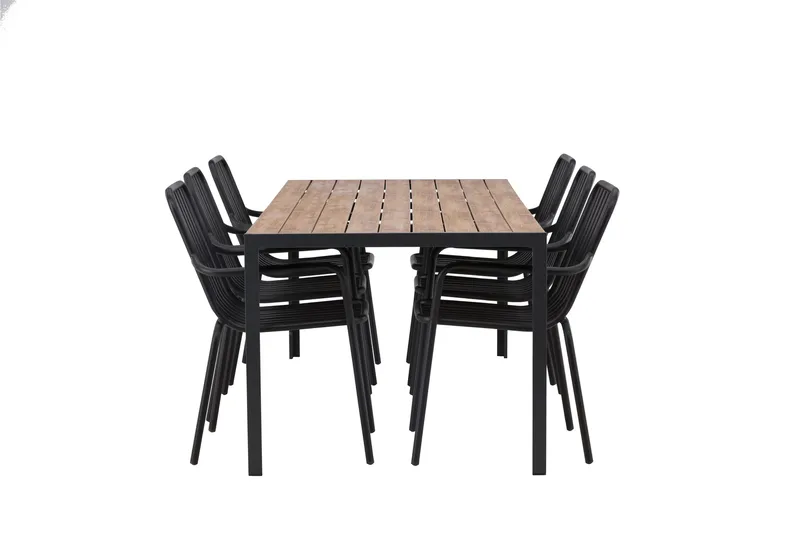 Break Matgrupp Utomhus 205 cm + 6 st Peking Karmstolar - Svart/Brun - Utemöbler & utemiljö - Utegrupp - Matgrupp utomhus