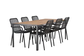 Break Matgrupp Utomhus 205 cm + 6 st Peking Karmstolar - Svart/Brun - Utemöbler & utemiljö - Utegrupp - Matgrupp utomhus