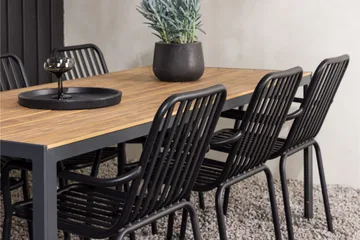 Break Matgrupp Utomhus 205 cm + 6 st Peking Karmstolar - Svart/Brun - Utemöbler & utemiljö - Utegrupp - Matgrupp utomhus
