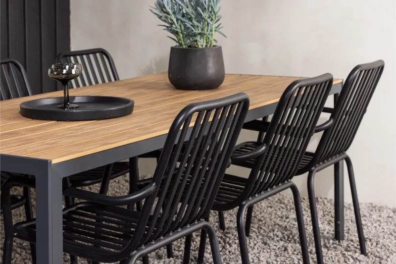 Break Matgrupp Utomhus 205 cm + 6 st Peking Karmstolar - Svart/Brun - Utemöbler & utemiljö - Utegrupp - Matgrupp utomhus