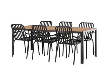 Break Matgrupp Utomhus 205 cm + 6 st Peking Karmstolar - Svart/Brun - Utemöbler & utemiljö - Utegrupp - Matgrupp utomhus