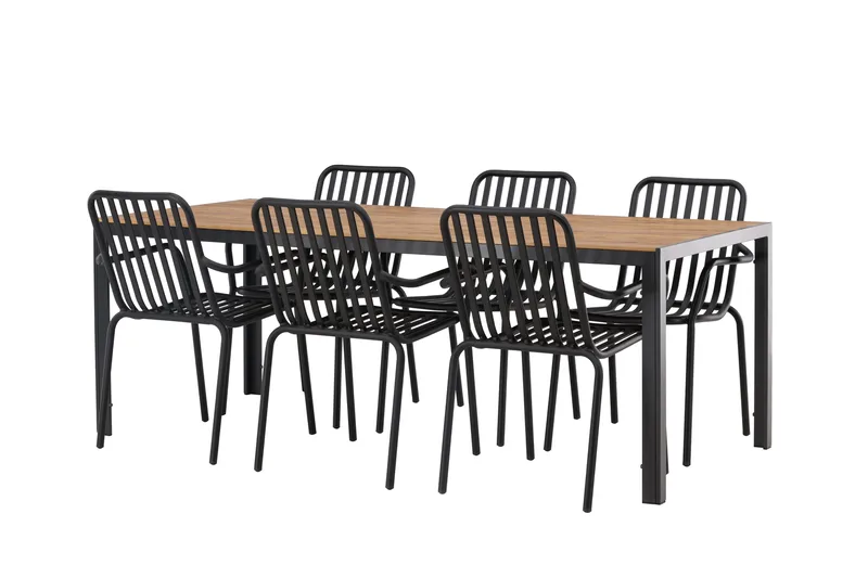 Break Matgrupp Utomhus 205 cm + 6 st Peking Karmstolar - Svart/Brun - Utemöbler & utemiljö - Utegrupp - Matgrupp utomhus