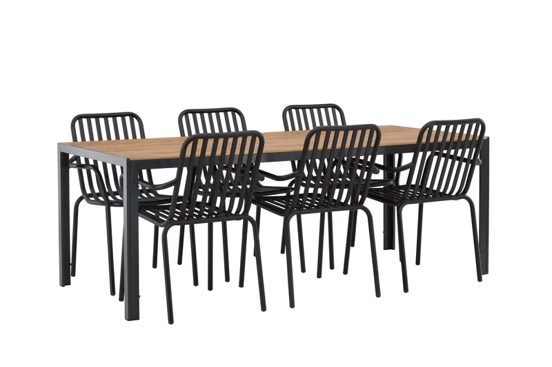 Break Matgrupp Utomhus 205 cm + 6 st Peking Karmstolar - Svart/Brun - Utemöbler & utemiljö - Utegrupp - Matgrupp utomhus