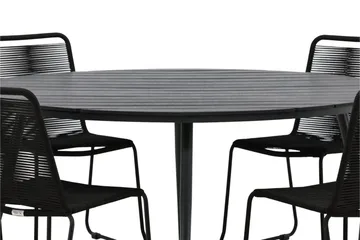 Break Matgrupp Utomhus Rund Ø150cm + 6 Lindos Stapelbara Matstolar - Svart - Utemöbler & utemiljö - Utegrupp - Matgrupp utomhus