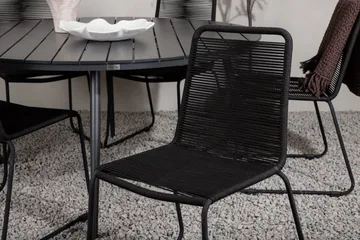 Break Matgrupp Utomhus Rund Ø150cm + 6 Lindos Stapelbara Matstolar - Svart - Utemöbler & utemiljö - Utegrupp - Matgrupp utomhus