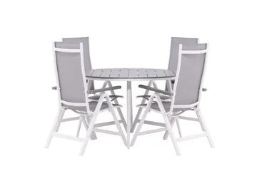 Break Matgrupp Utomhus Rund 120 cm + 4 Albany Postitionsstol - Vit/Grå - Utemöbler & utemiljö - Utegrupp - Matgrupp utomhus
