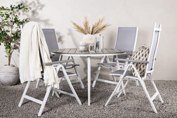 Break Matgrupp Utomhus Rund 120 cm + 4 Albany Postitionsstol - Vit/Grå - Utemöbler & utemiljö - Utegrupp - Matgrupp utomhus