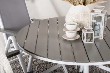 Break Matgrupp Utomhus Rund 120 cm + 4 Albany Postitionsstol - Vit/Grå - Utemöbler & utemiljö - Utegrupp - Matgrupp utomhus