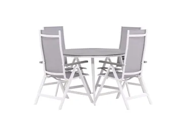 Break Matgrupp Utomhus Rund 120 cm + 4 Albany Postitionsstol - Vit/Grå - Utemöbler & utemiljö - Utegrupp - Matgrupp utomhus