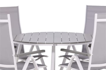 Break Matgrupp Utomhus Rund 120 cm + 4 Albany Postitionsstol - Vit/Grå - Utemöbler & utemiljö - Utegrupp - Matgrupp utomhus