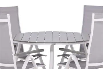 Break Matgrupp Utomhus Rund 120 cm + 4 Albany Postitionsstol - Vit/Grå - Utemöbler & utemiljö - Utegrupp - Matgrupp utomhus