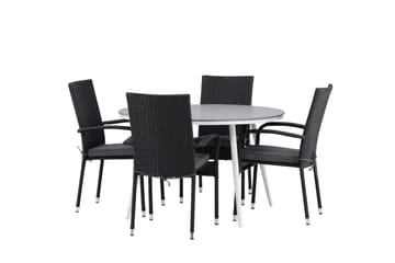 Break Matgrupp Utomhus Rund 120 cm + 4 Anna Matstol - Svart/Grå - Utemöbler & utemiljö - Utegrupp - Matgrupp utomhus