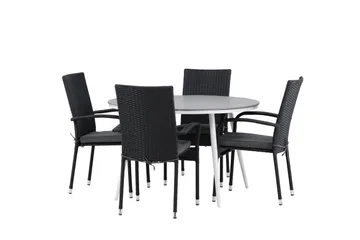 Break Matgrupp Utomhus Rund 120 cm + 4 Anna Matstol - Svart/Grå - Utemöbler & utemiljö - Utegrupp - Matgrupp utomhus